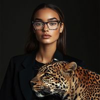 Calico - Distinctive Square Two-tone Eyeglasses | Vooglam On Model