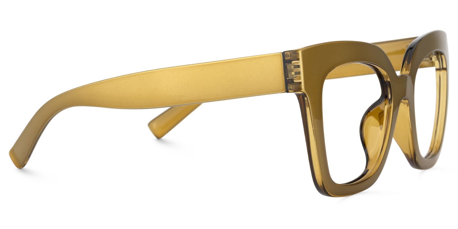 Naila - Square Yellow Eyeglasses by Vooglam - Product View 4