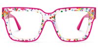 Naiya - Square Pink Glitter Eyeglasses | Vooglam Angle View