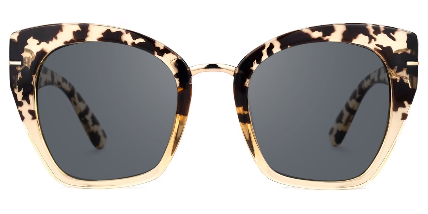 Paulina - Square Light Tortoise Cat-Eye Designer Sunglasses - 1