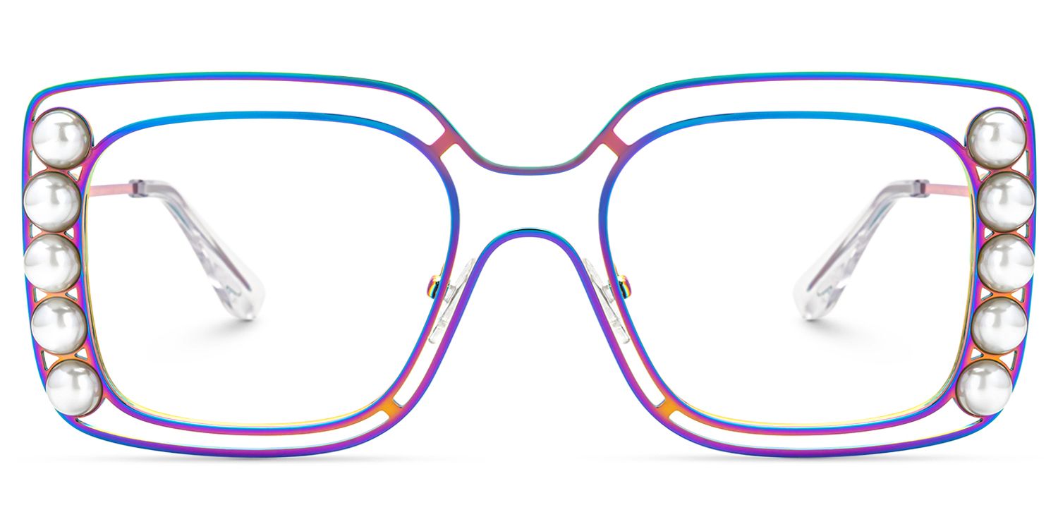 Lainey - Square Multicolor Eyeglasses | Vooglam Angle View