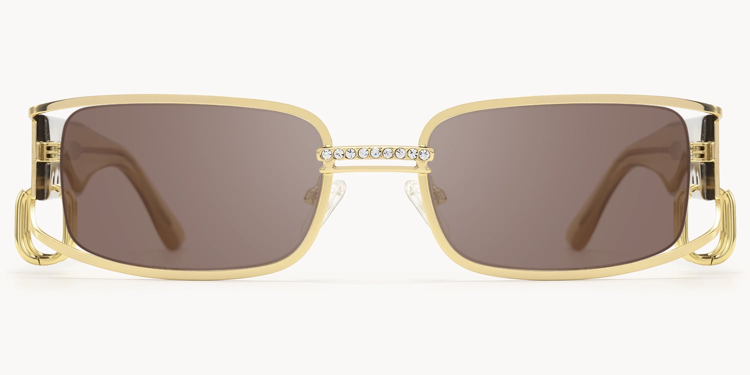 Riff - Rectangle Gold Sunglasses - 1