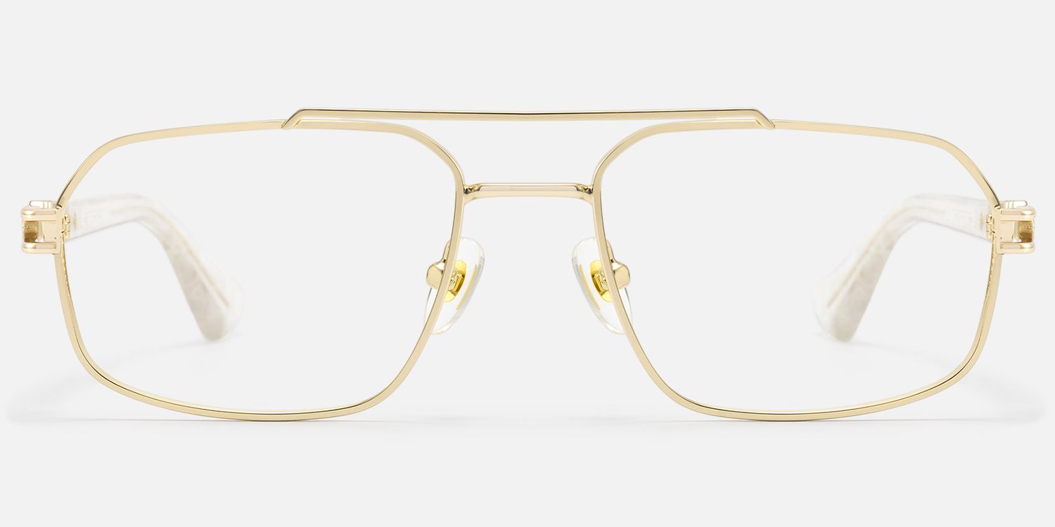 Lacey - Iconic Thin Aviator Gold Eyeglasses | Vooglam Angle View