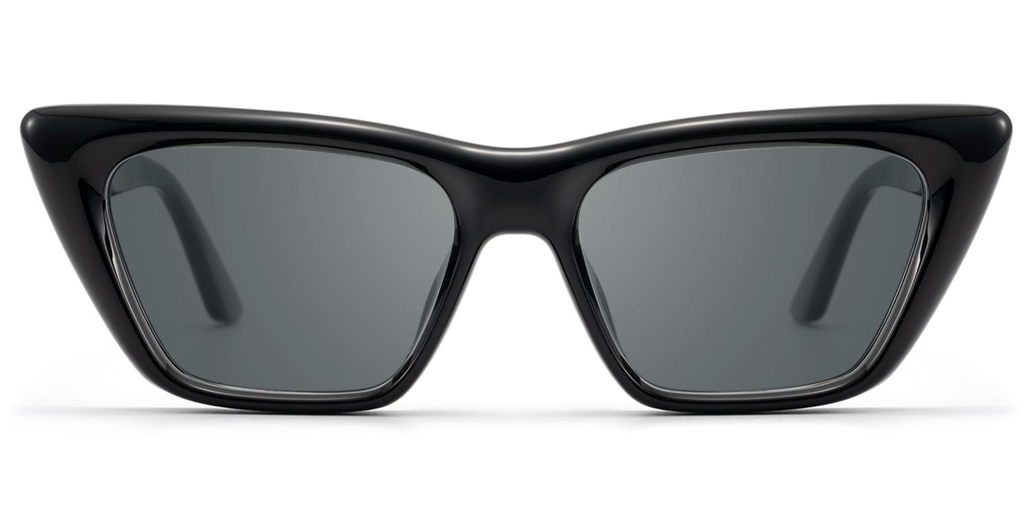 Frame Size of Meguro - Black Inflated Cat-Eye Tinted Sunglasses | Vooglam
