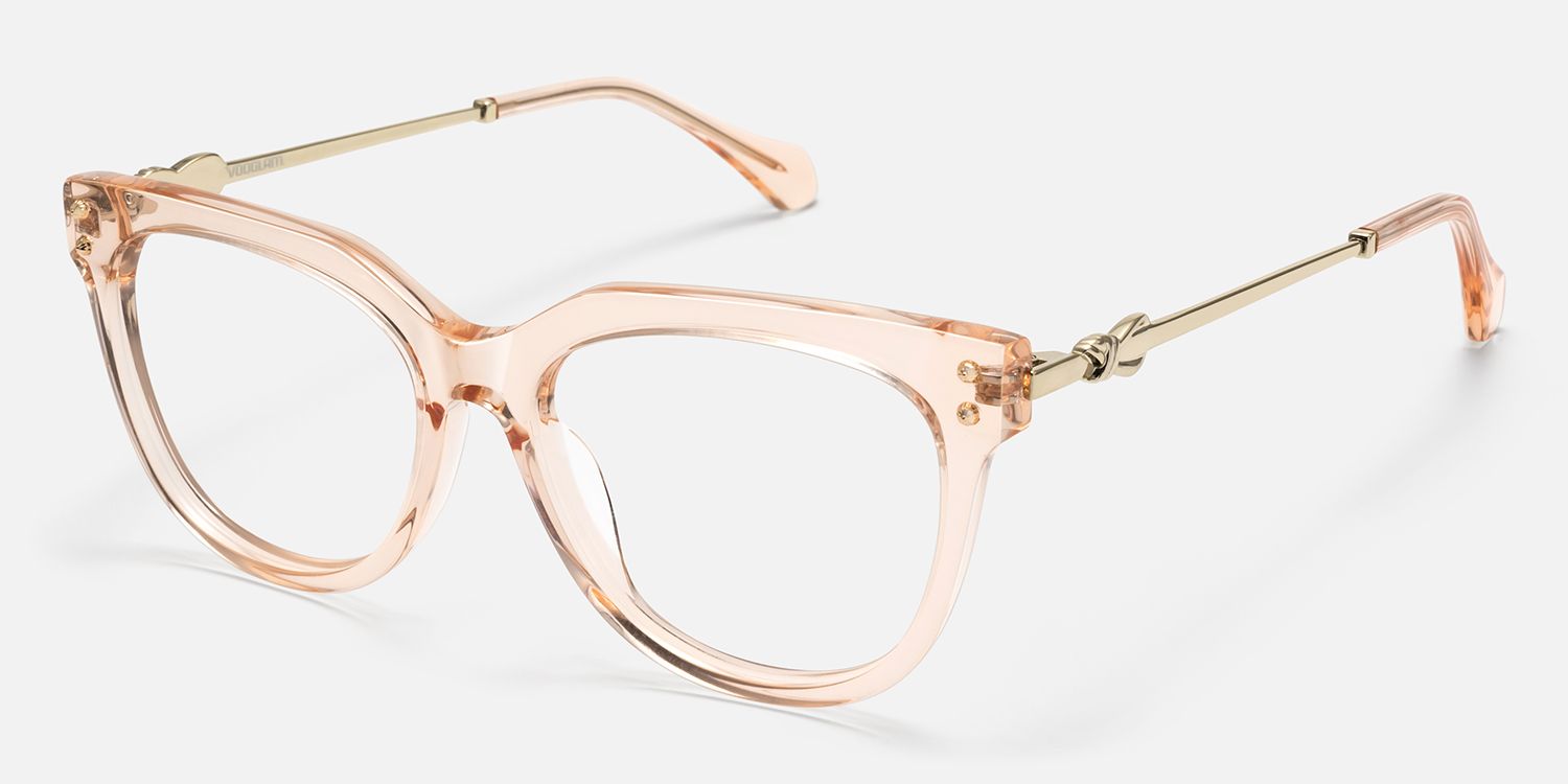 Wander - Cat eye Champagne Eyeglasses | Vooglam Front View