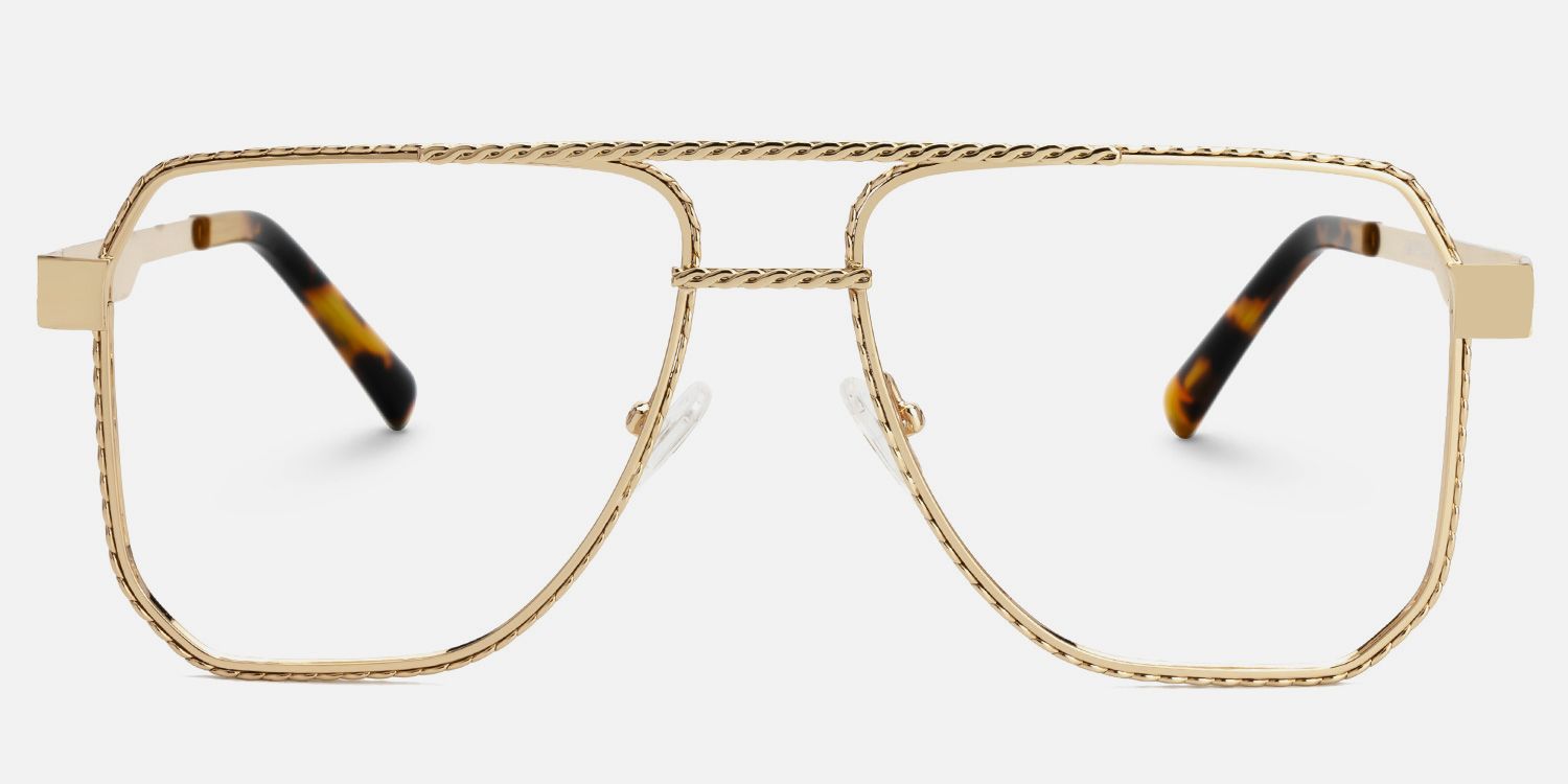Fidelina - Aviator Gold Eyeglasses | Vooglam Angle View