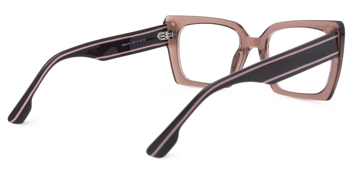 Denicia - Rectangle Brown Eyeglasses | Vooglam Side View