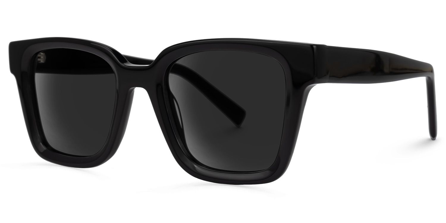 Dawes - Rectangle Black Sunglasses | Vooglam Front View