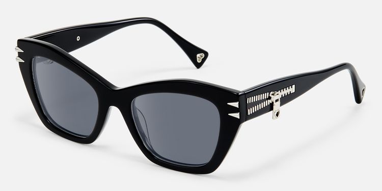 Manon - Zipper Spike Black Cat Eye Sunglasses by Vooglam