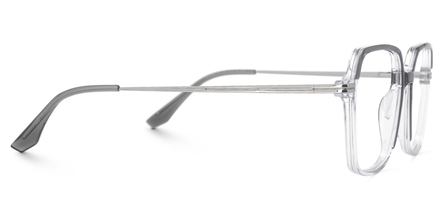 Elton - Square Grey Eyeglasses | Vooglam 4