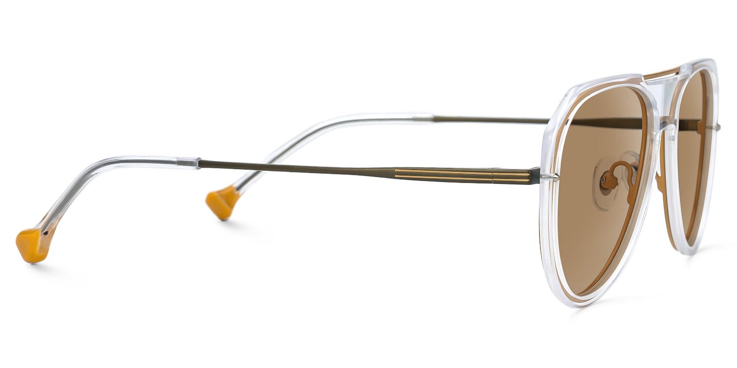 Hafsa - Aviator Champagne Prescription Sunglasses | Vooglam 4