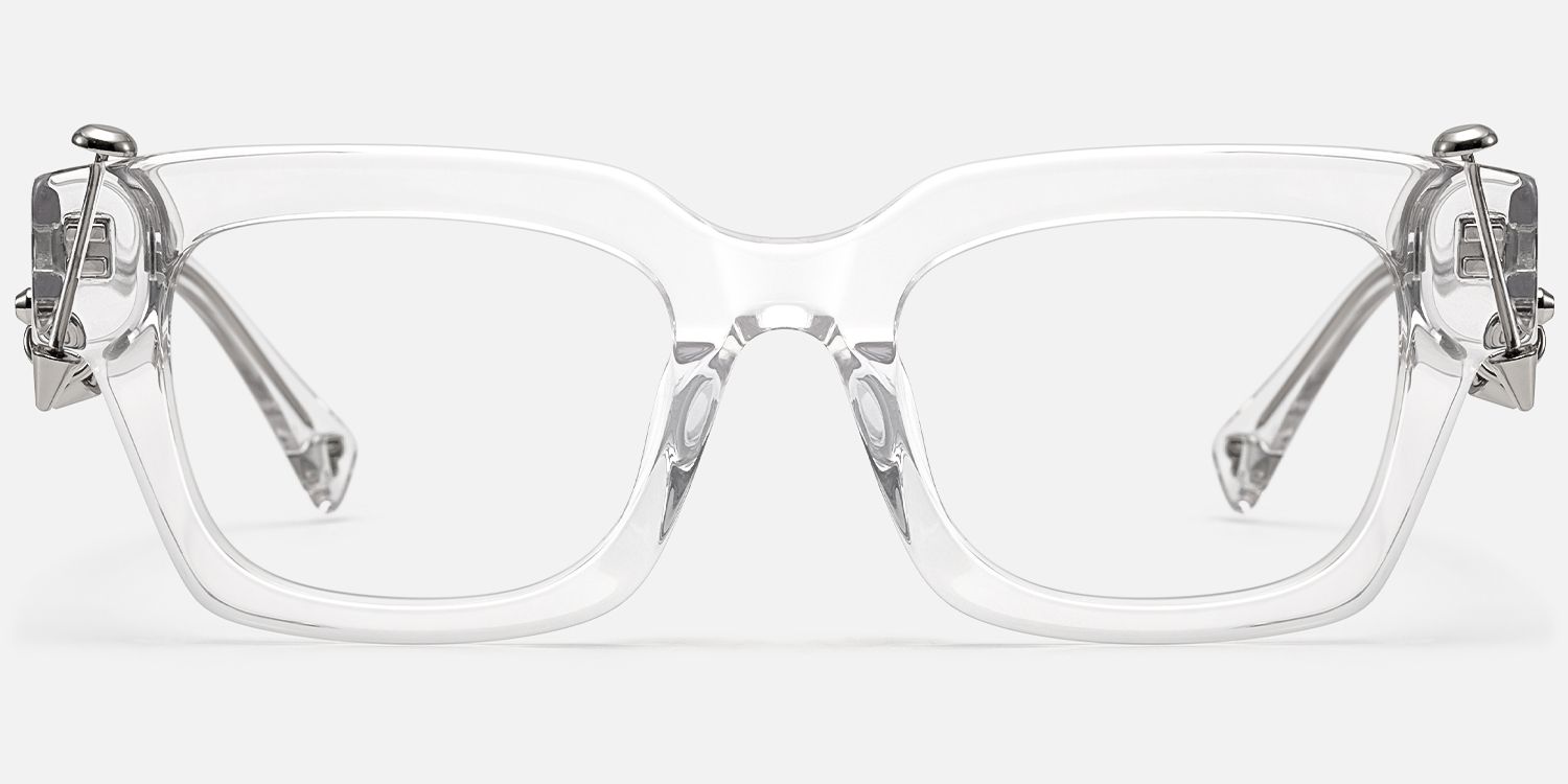 Sabrina - Rectangle Crystal Acetate Eyeglasses | Vooglam Angle View