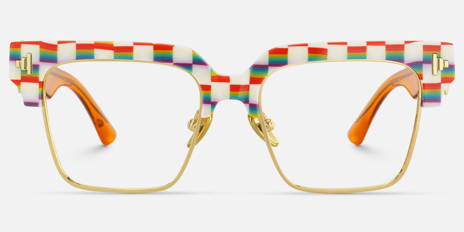 Nathifa - Browline Multicolor Eyeglasses | Vooglam Angle View