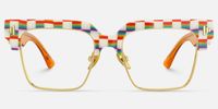 Nathifa - Browline Multicolor Eyeglasses | Vooglam Angle View