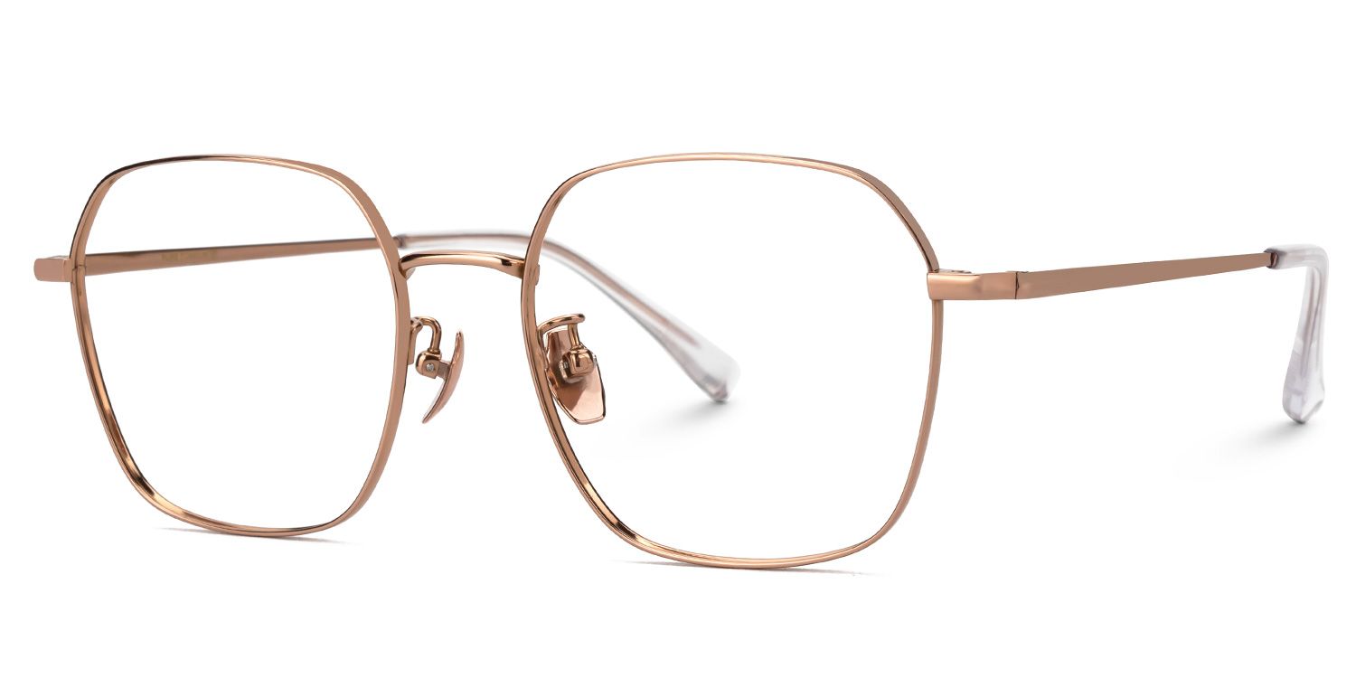 Gabija - Square Gold Eyeglasses | Vooglam Front View