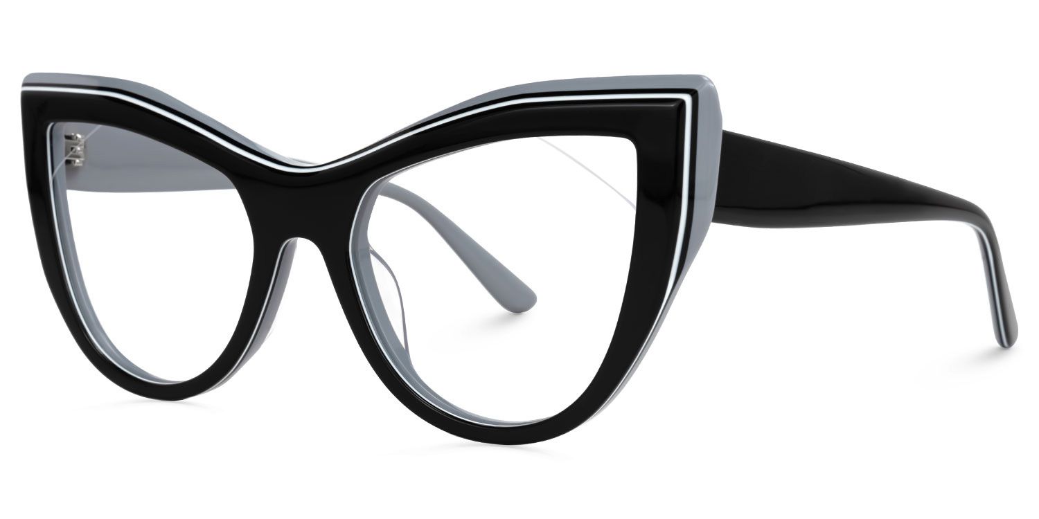 Ekewaka - Cat Eye Black/Grey Eyeglasses | Vooglam Front View