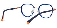 Joseph - Round Blue Kids Eyeglasses | Vooglam Side View