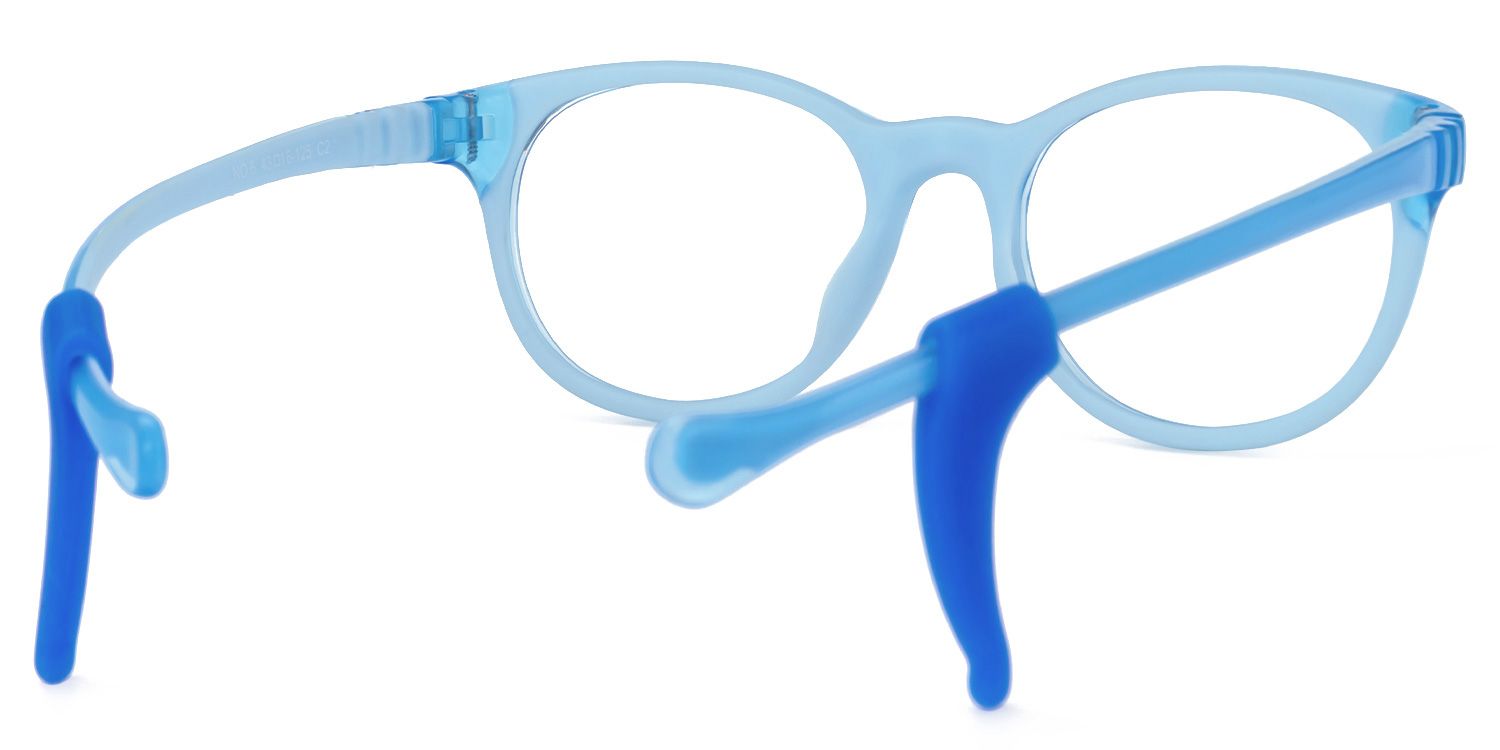 Eljah - Round Blue Kids Eyeglasses by Vooglam - Side View