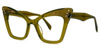 Kalinda - Cat Eye Green Eyeglasses | Vooglam Front View