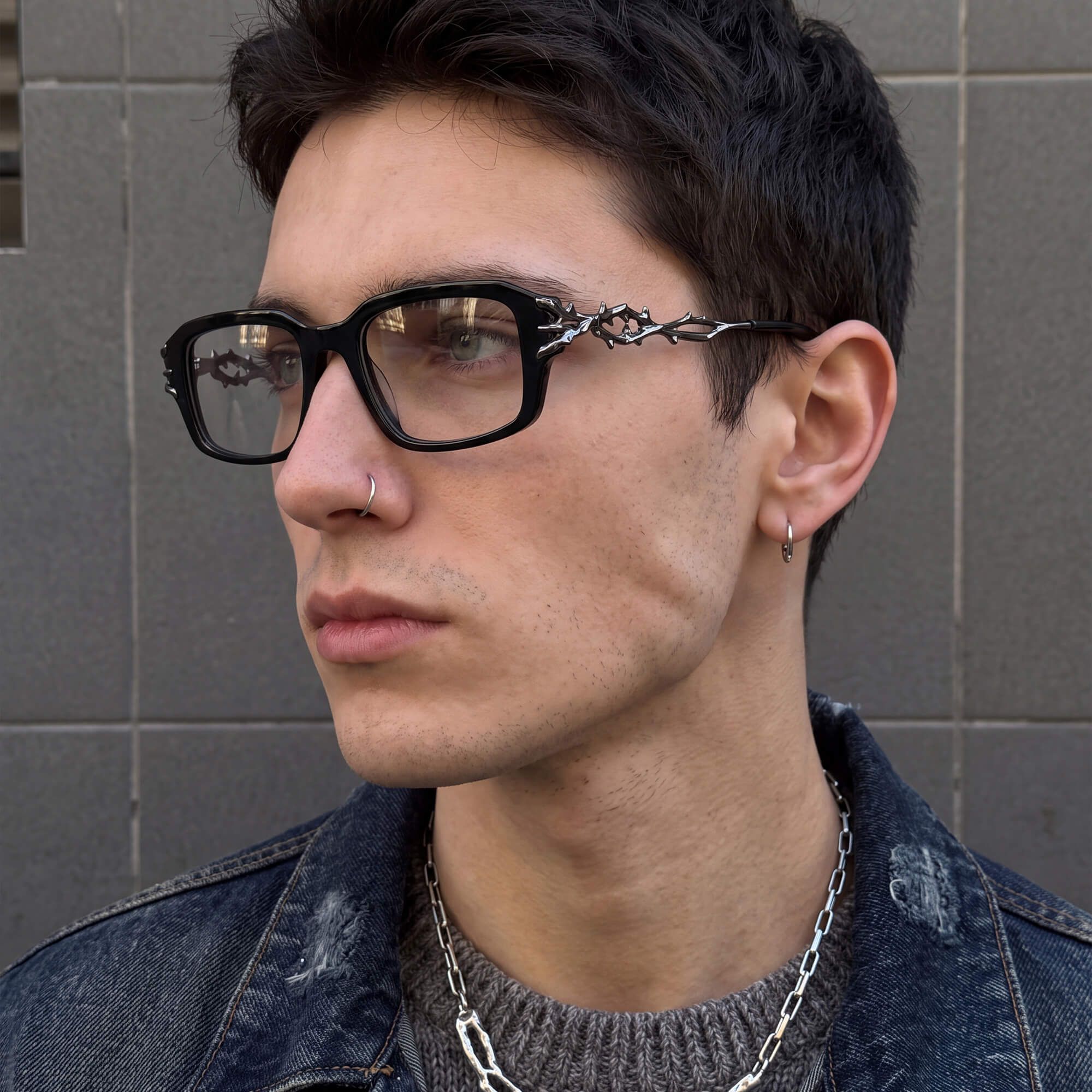 Explore the design story of Vorpal - Dark Thorn Rectangle Black Glasses | Vooglam 3