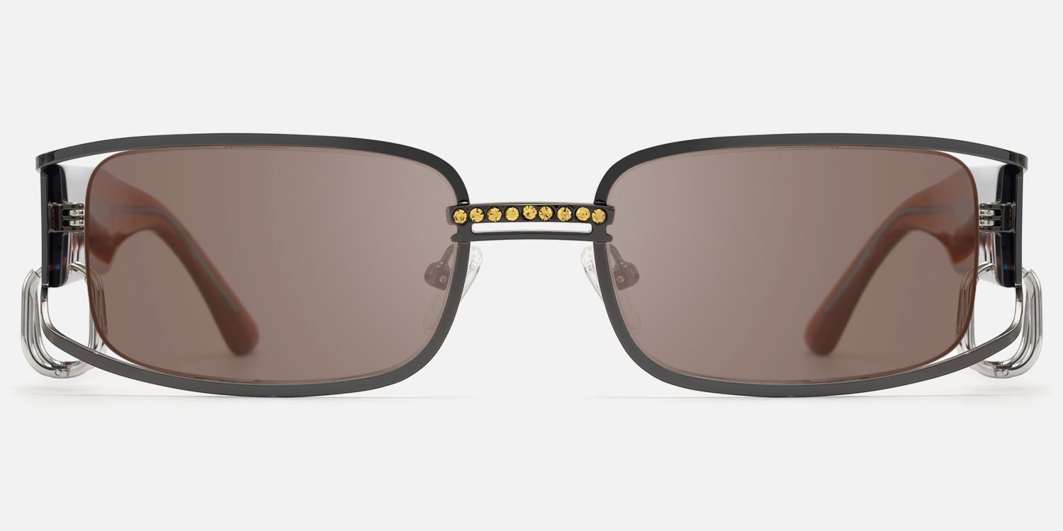 Riff - Rectangle Grey Sunglasses | Vooglam Angle View