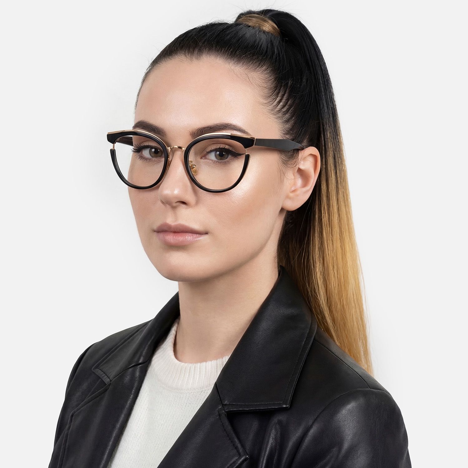 Explore the design story of Retro - Mixed Material Black Gold Glasses | Vooglam