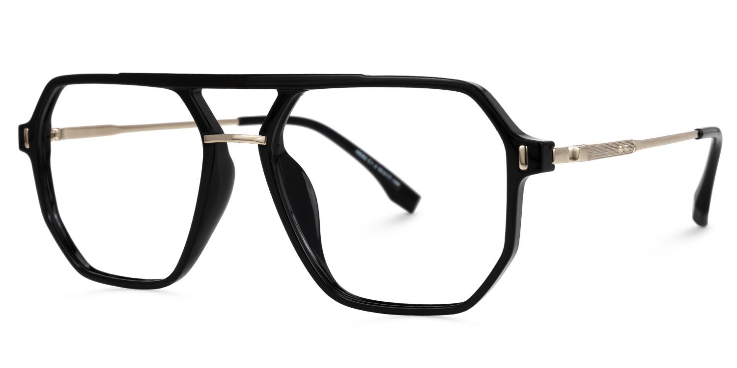 Ebenezer - Aviator Black Eyeglasses | Vooglam Front View
