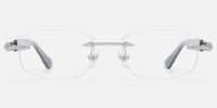 Fracture - Silver Grey Rimless Spike Glasses | Vooglam Angle View