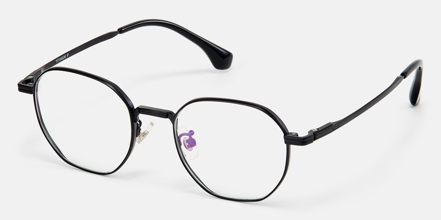 Grain - Geometric Black Eyeglasses | Vooglam Front View