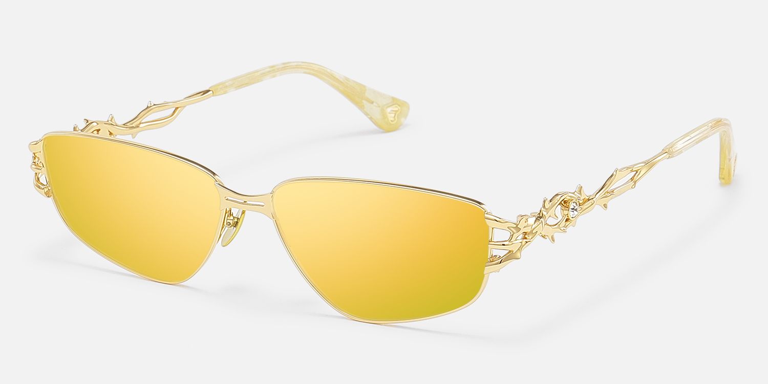 Spine - Gold Yellow Tinted Sunglasses | Vooglam Front View