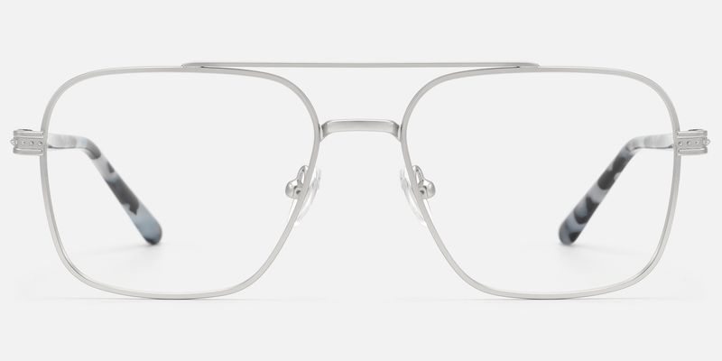 Kovar - Silver Double Bridge Metal Aviator | Vooglam