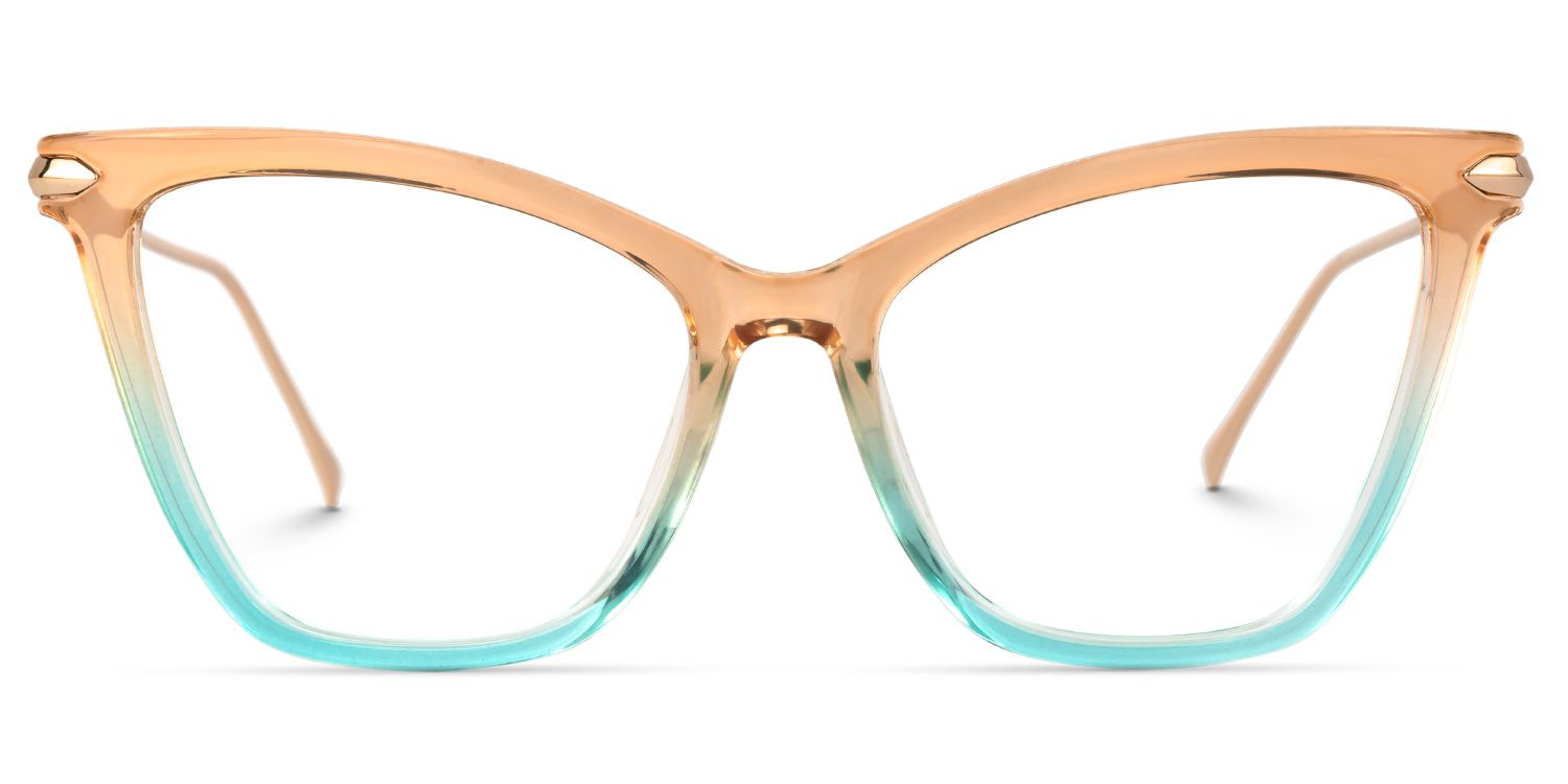 Hilary - Butterfly Orange/Blue Eyeglasses | Vooglam Angle View