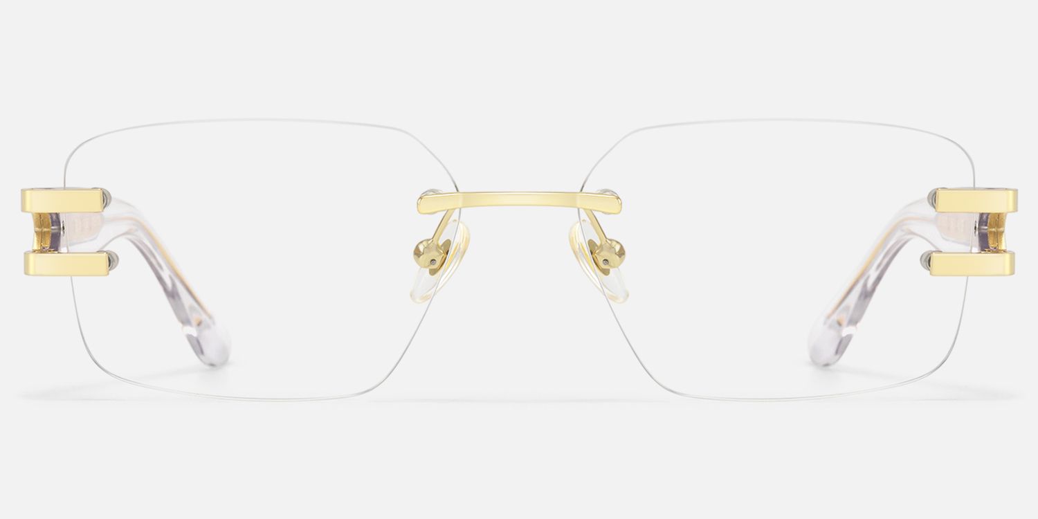 Aurum - Crystal Rimless Rectangle Glasses | Vooglam Angle View