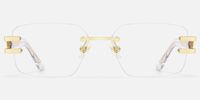 Aurum - Crystal Rimless Rectangle Glasses | Vooglam Angle View