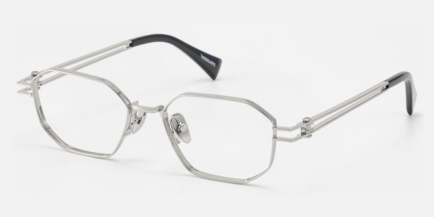 Loos - Silver Double Wire Temple Glasses with Screw| Vooglam Front View