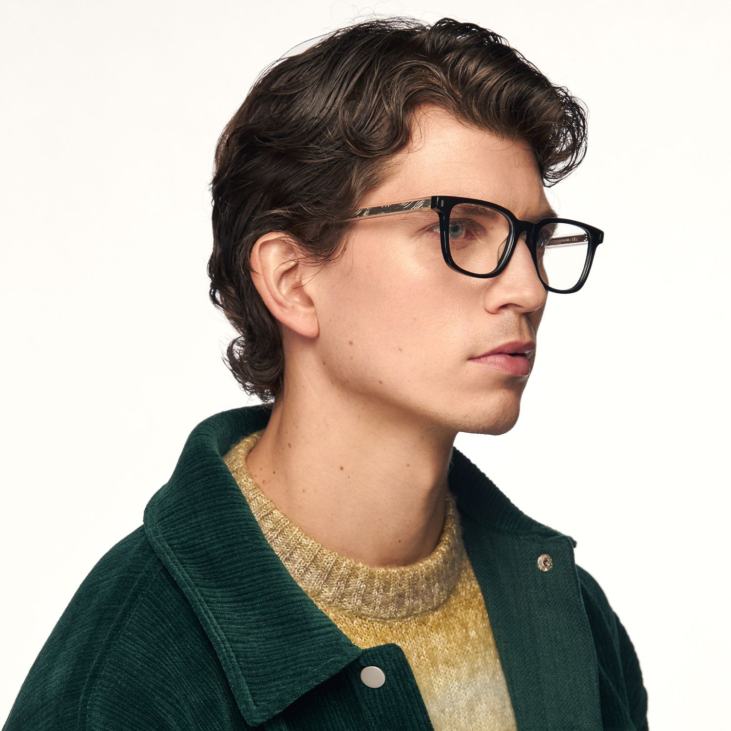 Lajos - Rectangle Black Eyeglasses | Vooglam On Model 2