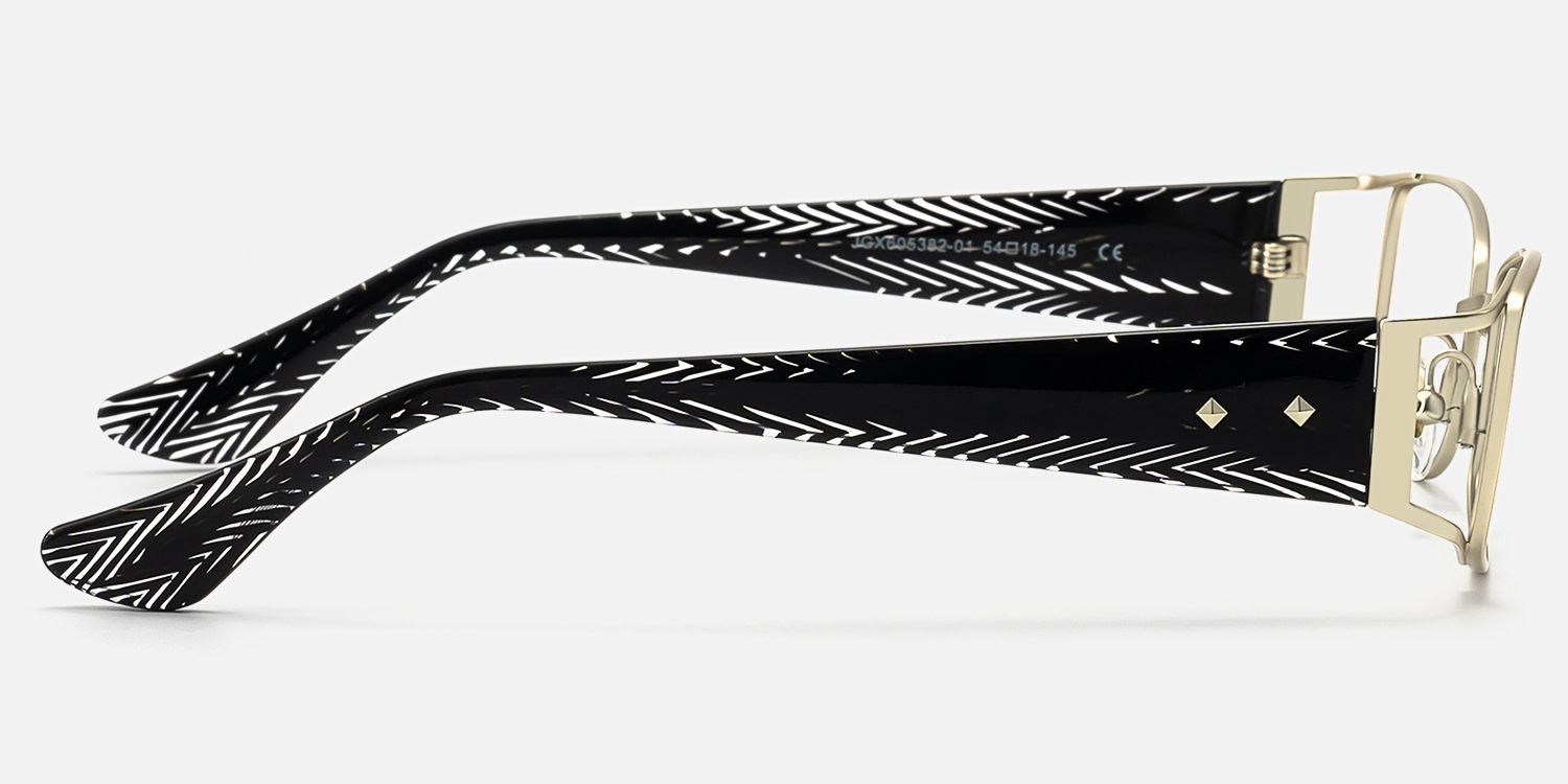 Wren - Unique Metal Rim Rectangle Gold Glasses | Vooglam Side View