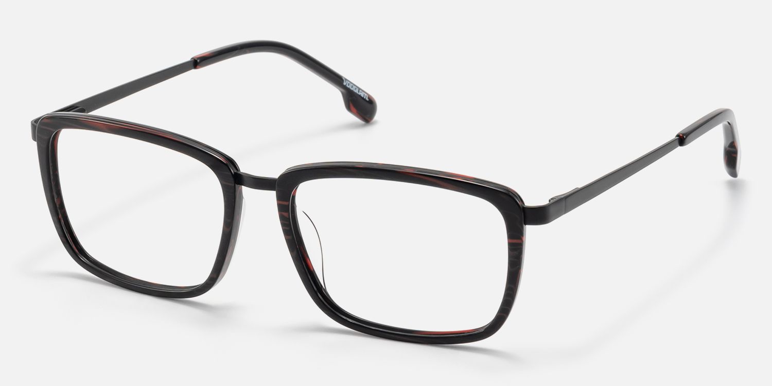 Alloy - Sleek Black Rectangle Professional Glasses | Vooglam Front View