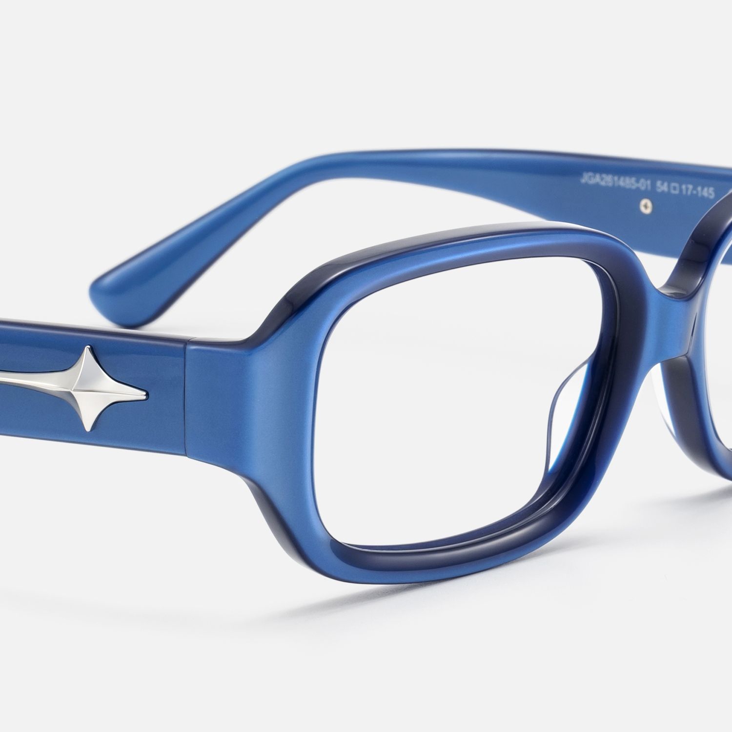Prism - Dark Blue Pearlescent Rectangle Glasses by Vooglam - Design Details