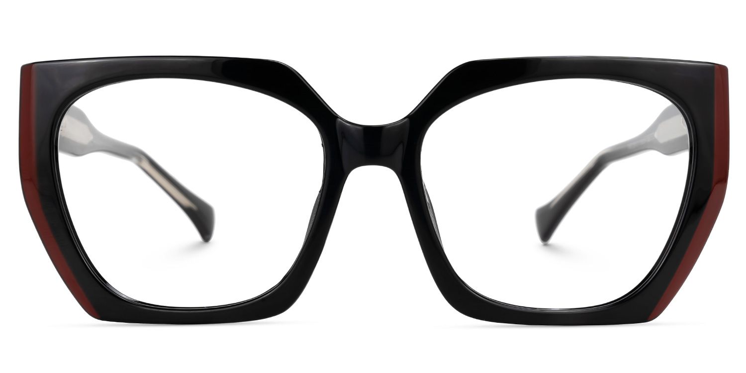 Edge - Geometric Black Eyeglasses | Vooglam Angle View