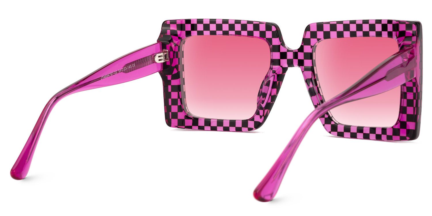 Ferial - Square Black/Pink Sunglasses | Vooglam Side View