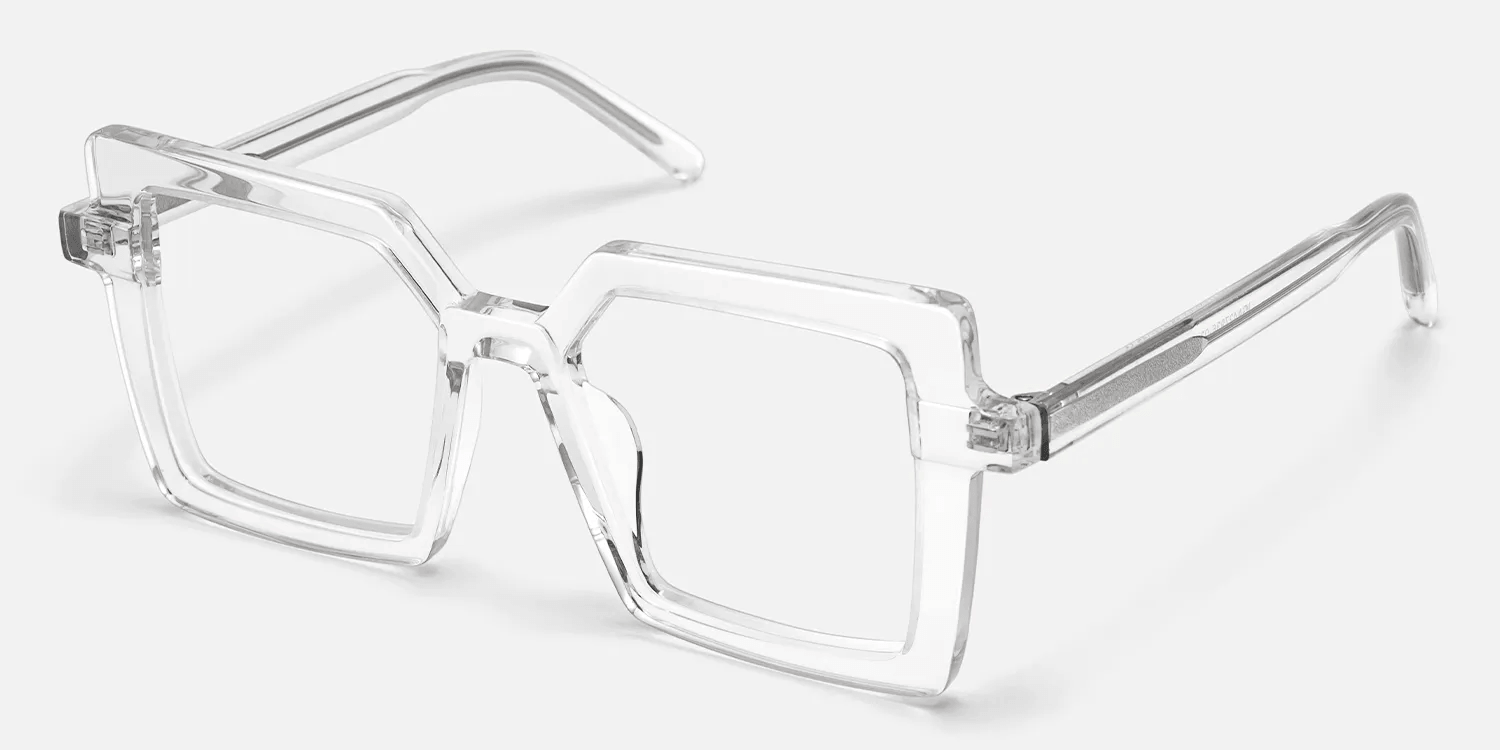transparent acetate square frame glasses