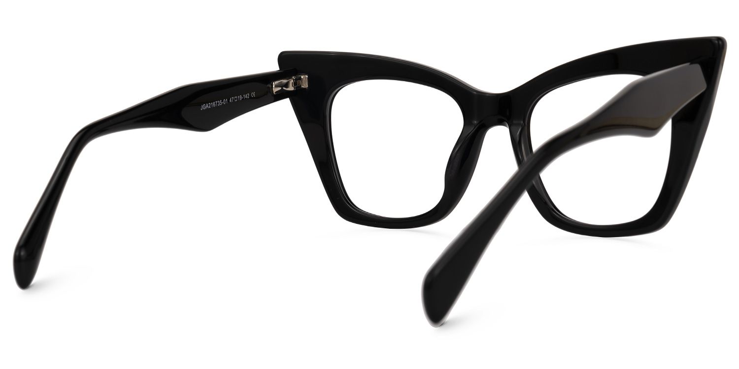 Aelius - Cat Eye Black Eyeglasses by Vooglam - Side View