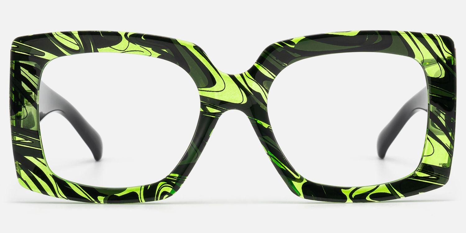 Borislav - Rectangle Green/Pattern Eyeglasses | Vooglam Angle View