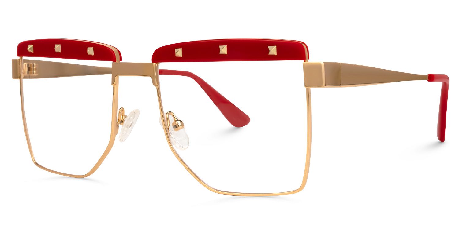 Electra - Aviator Red Eyeglasses by Vooglam - Front View