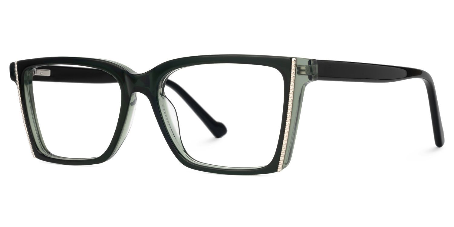 Fabunni - Rectangle Green Eyeglasses Front View