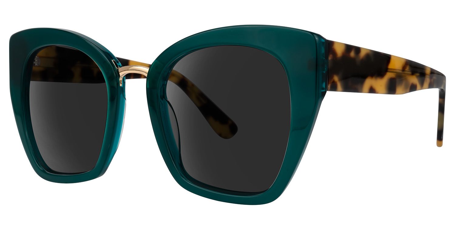 Dandelion - Cat Eye Green Sunglasses | Vooglam Front View