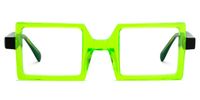 Fawzia - Rectangle Green Eyeglasses | Vooglam Angle View