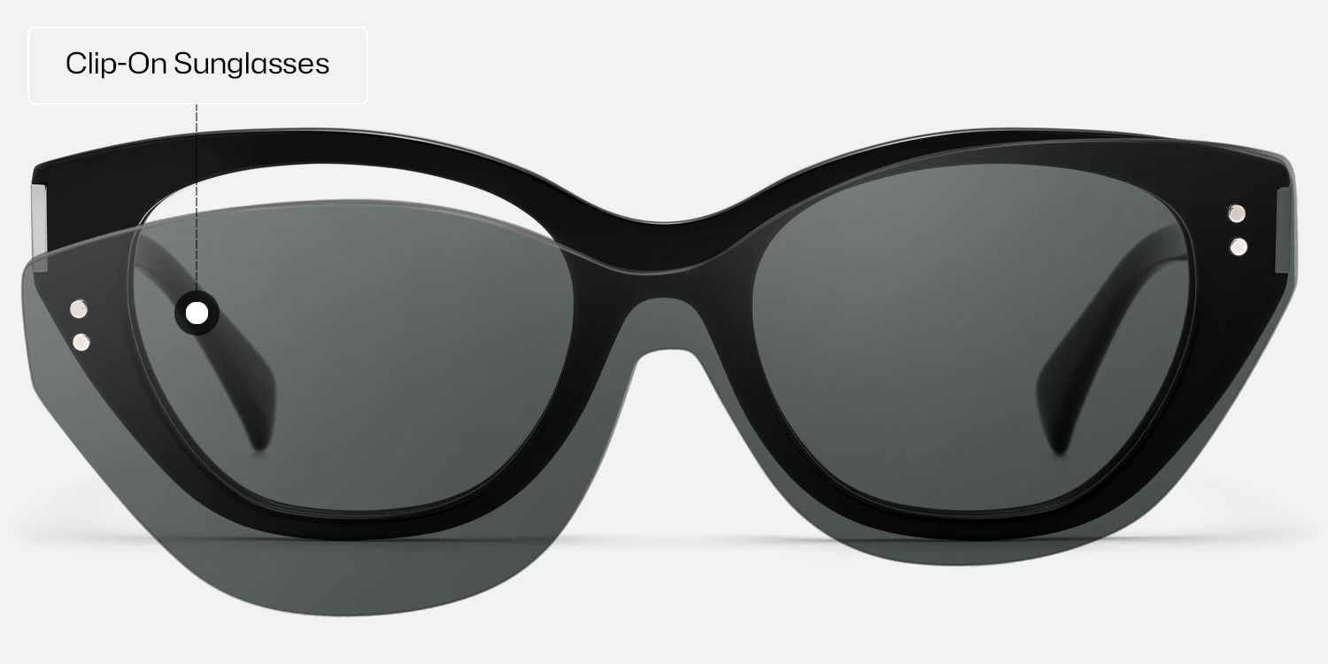 Cicely - Black Cateye Magnetic Clip on Sunglasses | Vooglam Angle View