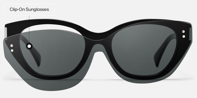 Cicely - Black Cateye Magnetic Clip on Sunglasses | Vooglam